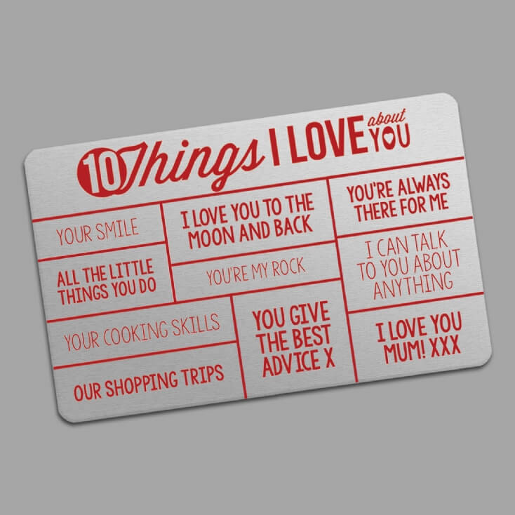 10 Things I Love About You Personalised Wallet Insert