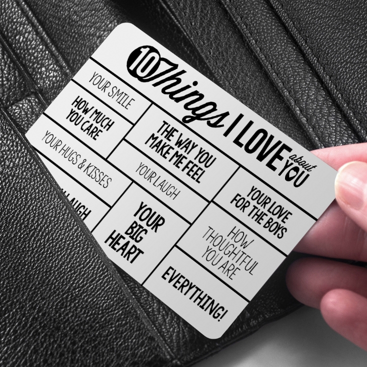 10 Things I Love About You Personalised Purse/Wallet Insert
