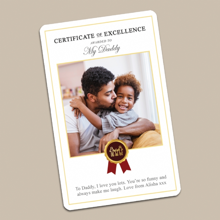 Personalised Certificate of Excellence Wallet/Purse Inserts