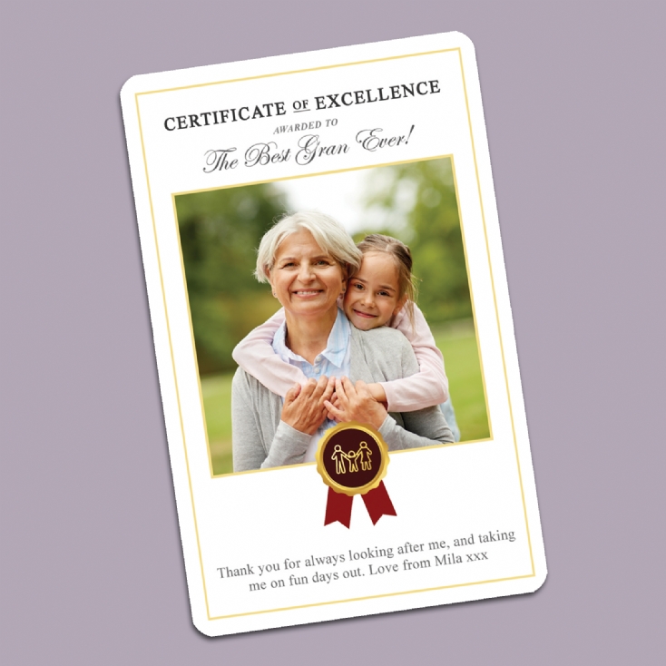 Personalised Certificate of Excellence Wallet/Purse Inserts