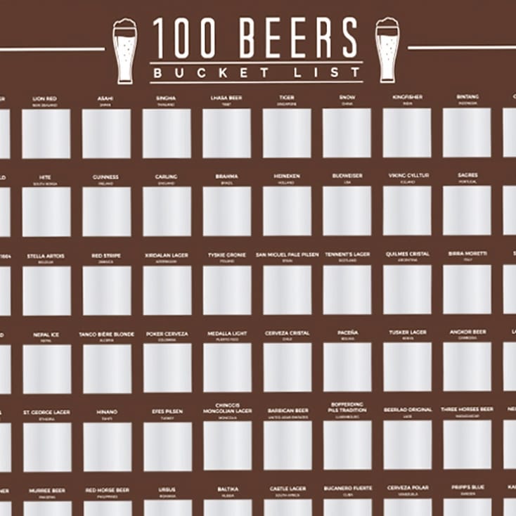 100 beers scratch off bucket list poster