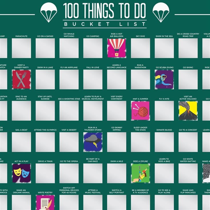 100 Things to Do Scratch Off Bucket List Poster
