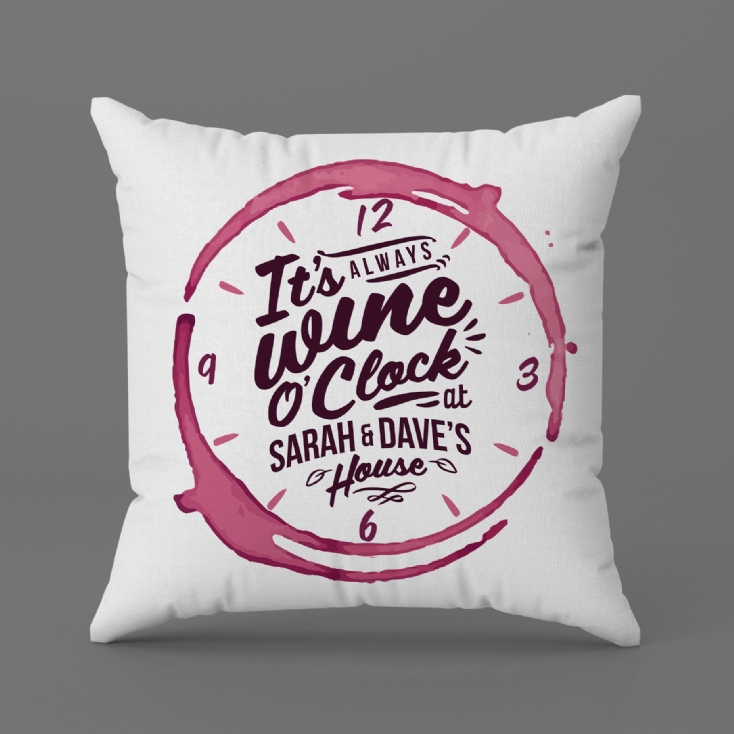 "It's Always Wine O'Clock..." Personalised Red Wine Cushion