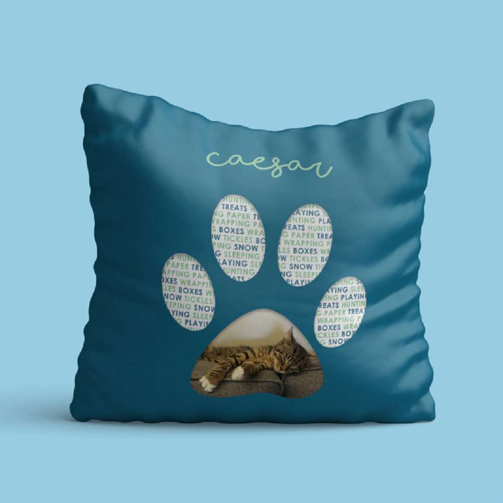 Personalised Pet Photo Pawprint Cushion