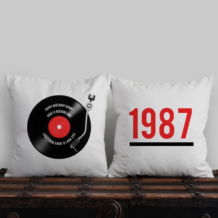 Personalised Retro Record Year Cushion