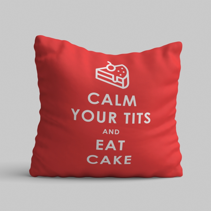 Funny Keep Calm and Eat Cake Cushion