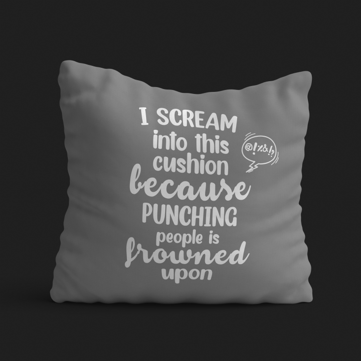 Punching People is Frowned Upon Funny Cushion