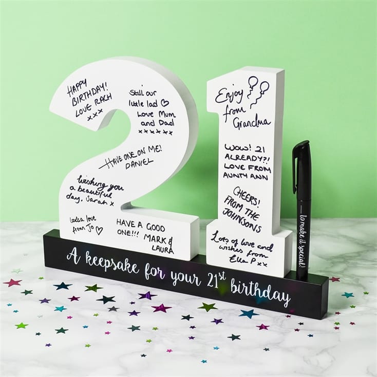 LED Light UP Signature Number Block with Pen Birthday Gift 21 to 60 Available UK 