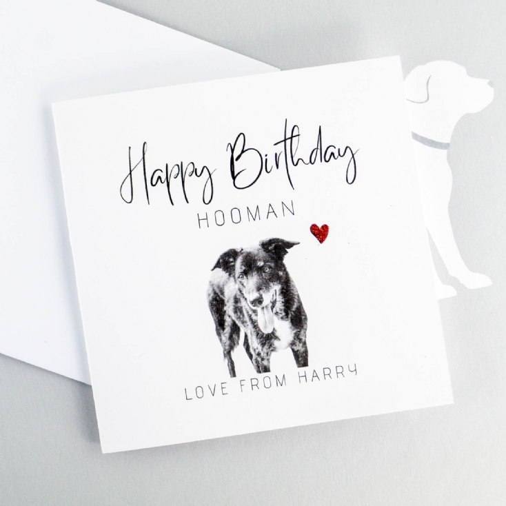 Personalised Hand Glittered Photo Upload Birthday Card from the Dog
