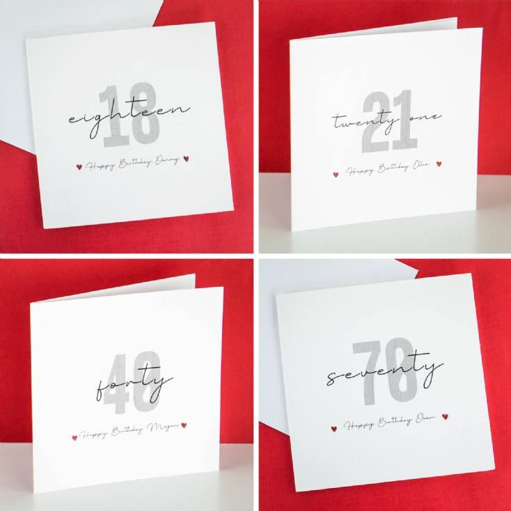 Personalised Hand Glittered Milestone Age Birthday Cards