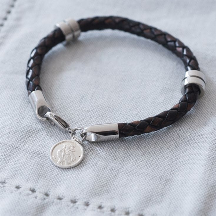 St Christopher Leather Wristband