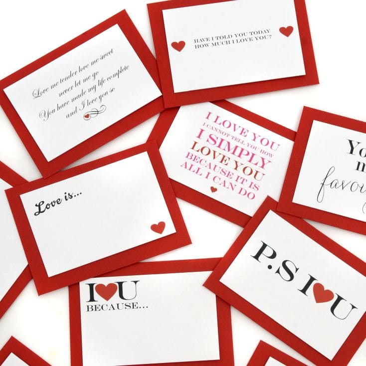 Five Mini Love Quote Cards
