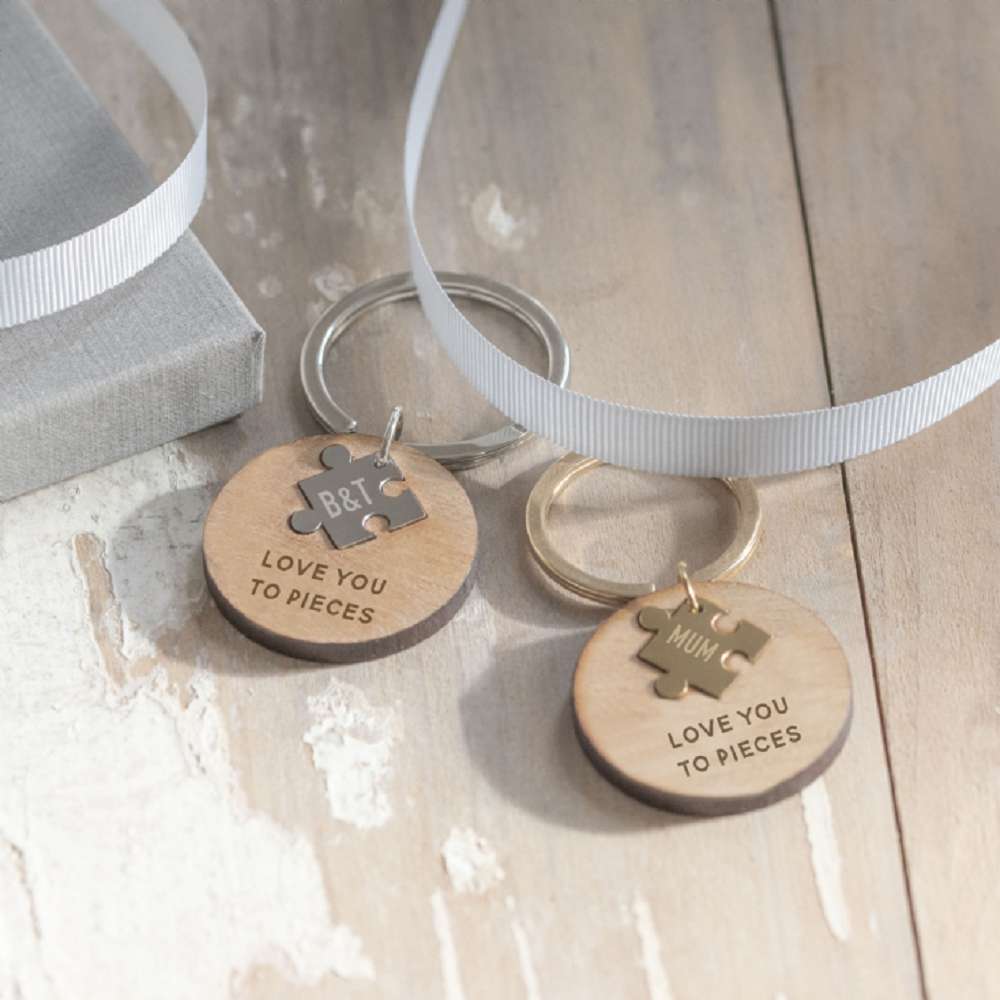 Love You To Pieces Personalised Wooden Keyrings