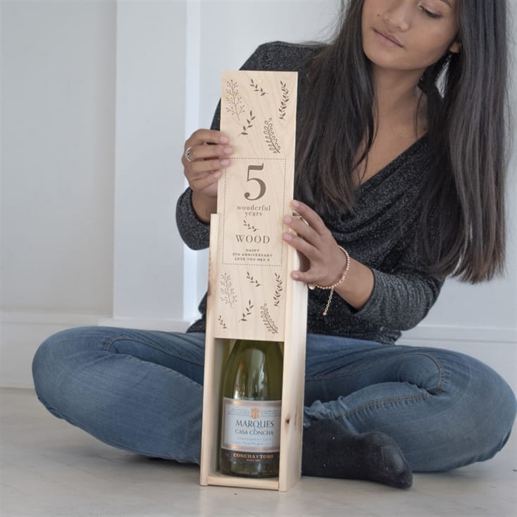 Personalised Five Wonderful Years Wine Box