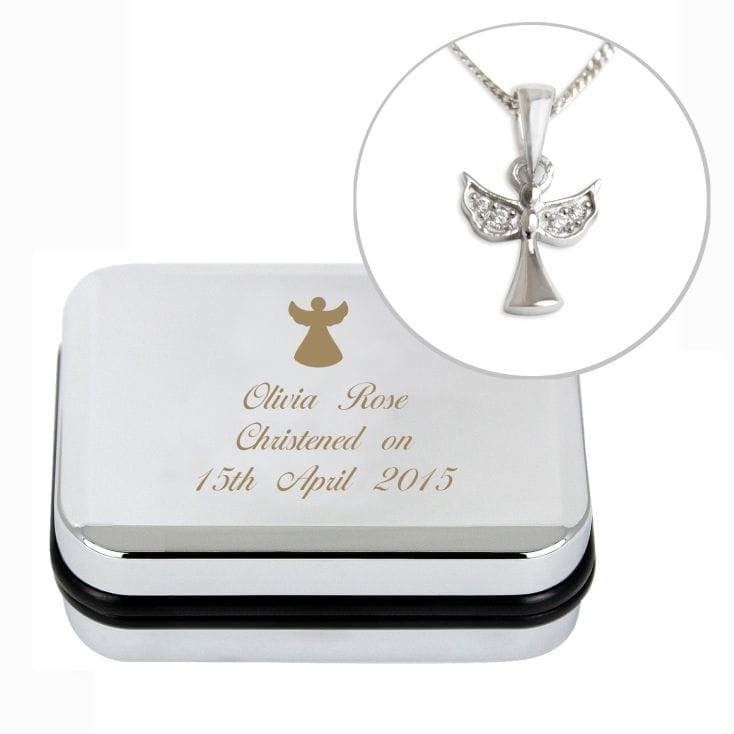 Personalised Christening Angel Necklace & Box