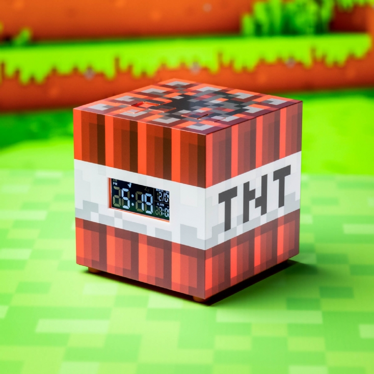 Minecraft TNT Digital Alarm Clock with Mood Lighting
