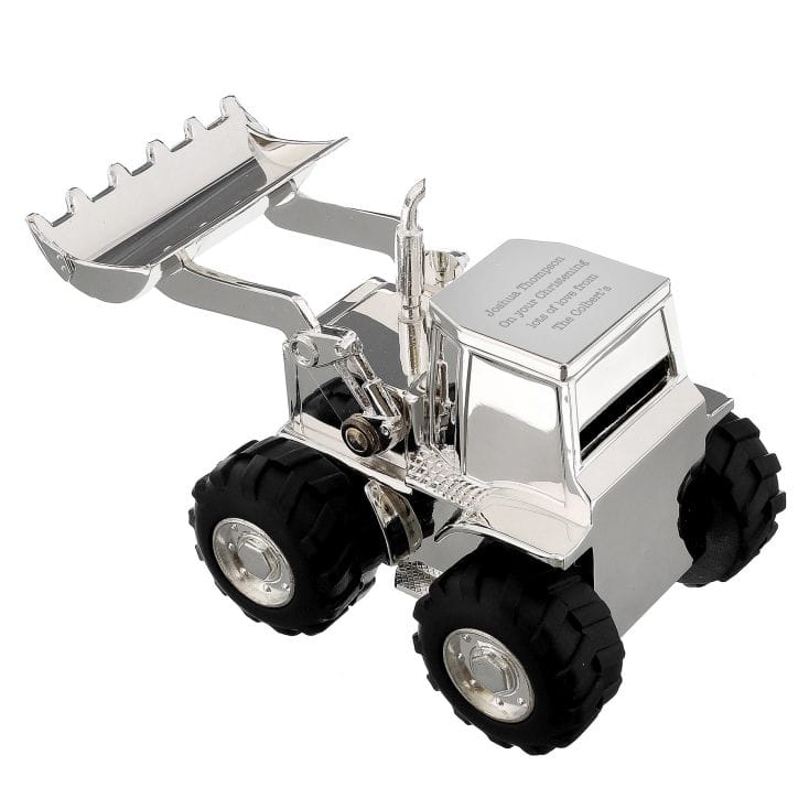 Silver Plated Personalised Tractor Money Box Find Me A Gift
