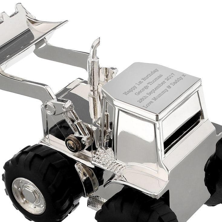 Silver Plated Personalised Tractor Money Box
