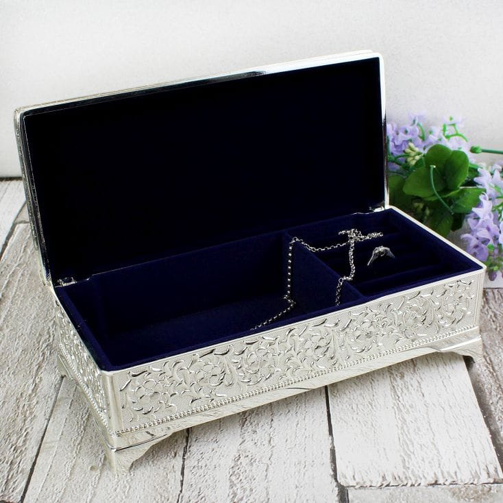 Antique Style Personalised Silver Plated Jewellery Box