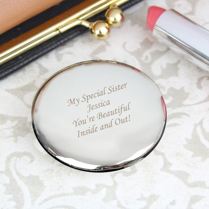 Silver Plated Personalised Compact Mirror