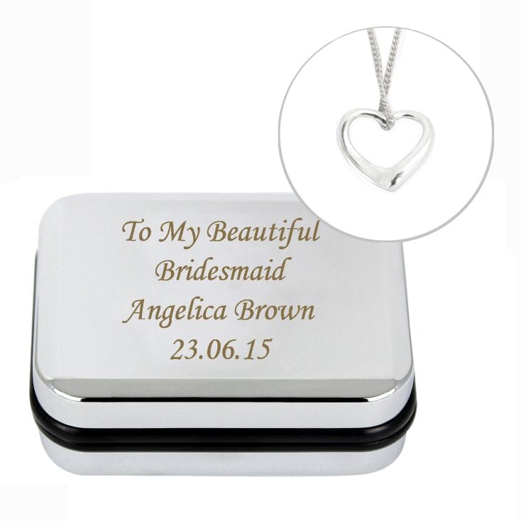 Personalised Box and Silver Heart Necklace