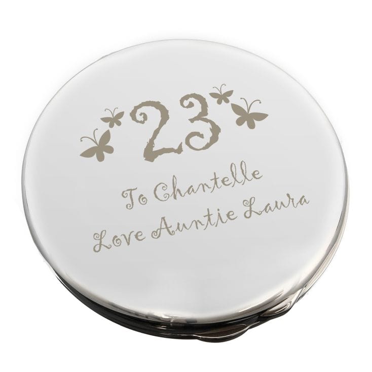 Personalised 18th Birthday Compact with Butterfly Design