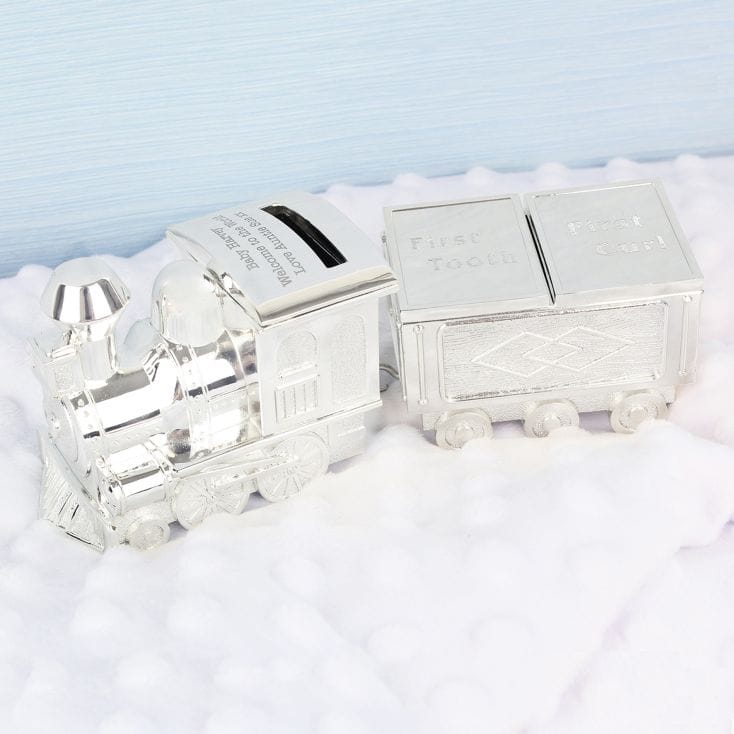 Personalised Train With Tooth Curl Money Box
