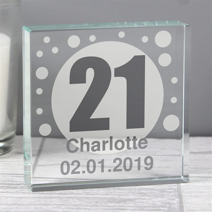 Personalised Spots Age Glass Block