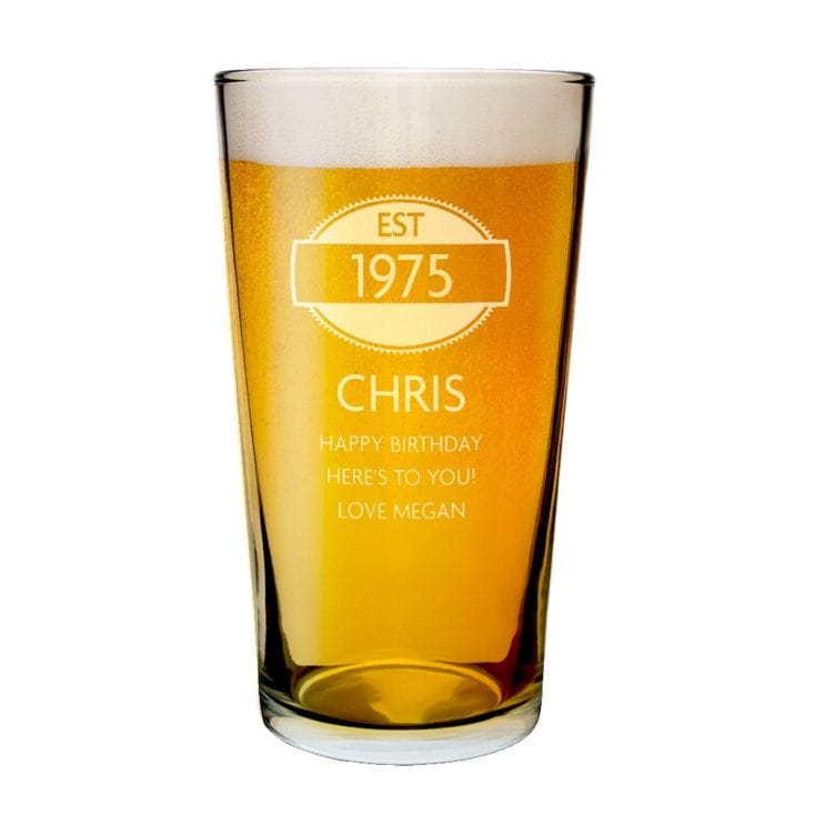 Established Year Personalised Pint Glass