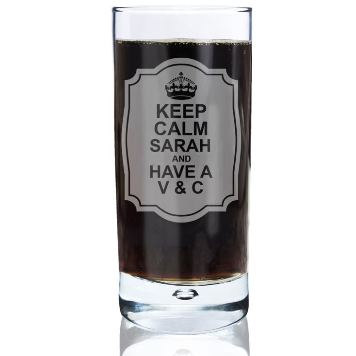 keep calm personalised hi ball glass