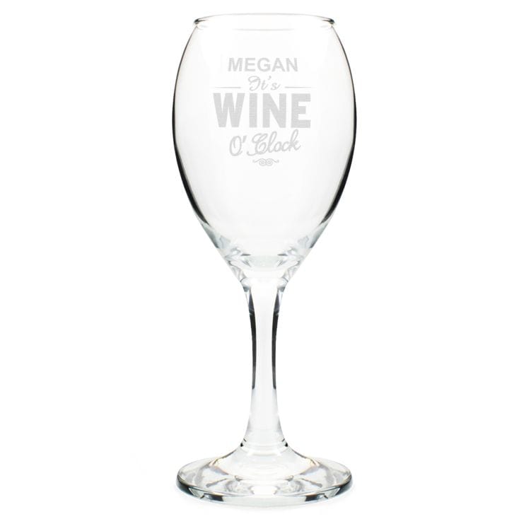 personalised wine oclock engraved glass