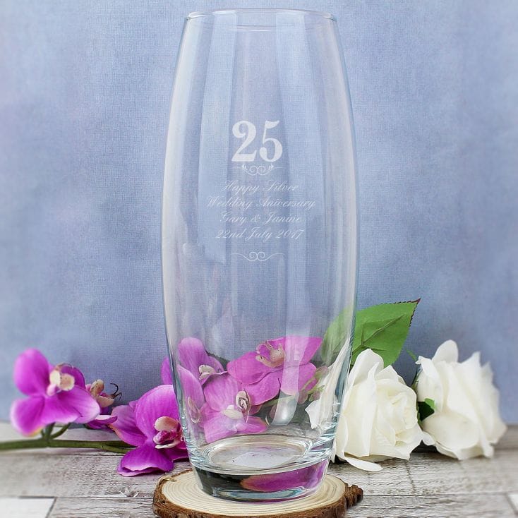 Personalised 25th Wedding Anniversary Vase