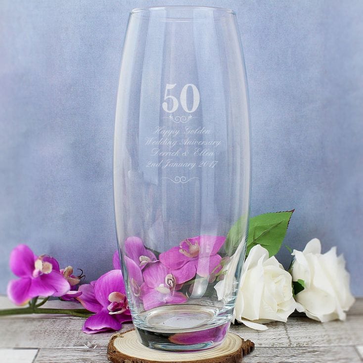 Personalised Golden Wedding Anniversary Vase