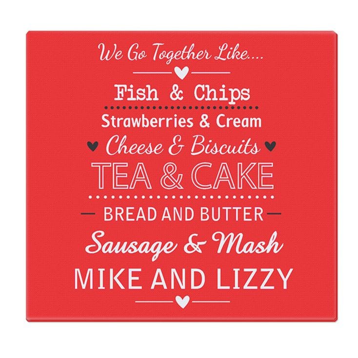 We Go Together Like... Personalised Glass Chopping Board