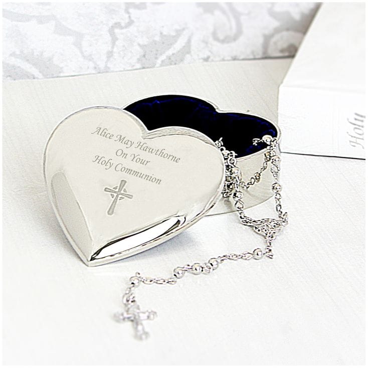 Rosary Beads with Personalised Cross Heart Trinket