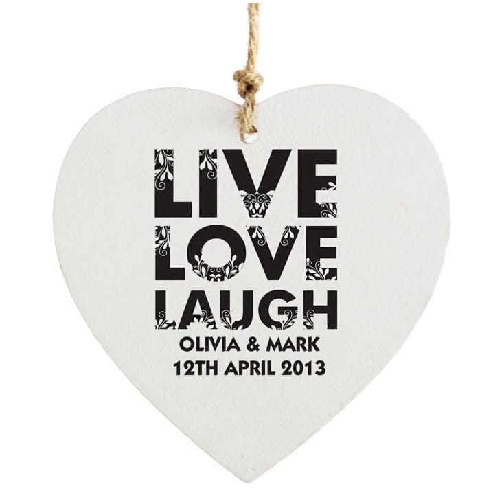 Live Love Laugh Wooden Heart Decoration