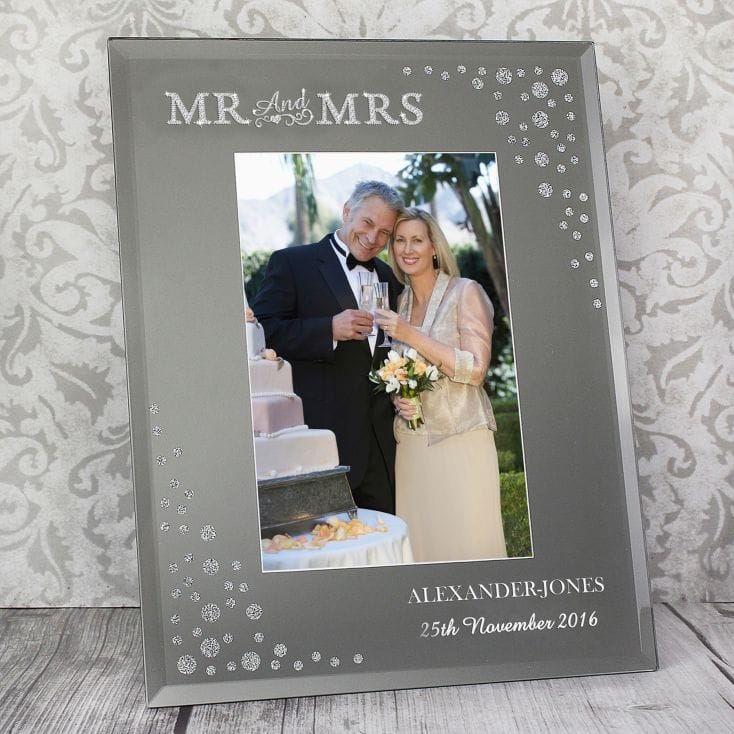 Personalised Diamante Mr and Mrs Frame