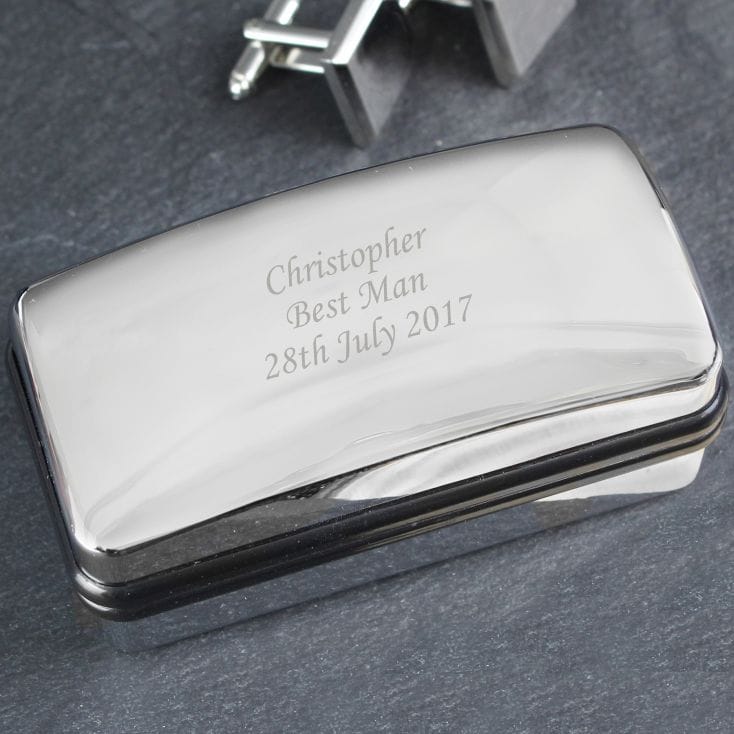 Chrome Personalised Cufflink Box