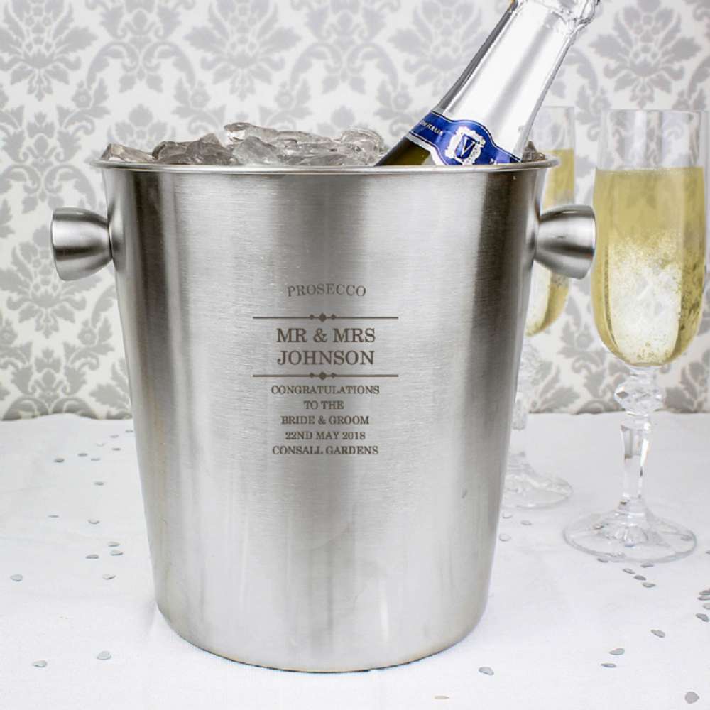 Personalised Stainless Steel Wedding Ice Bucket
