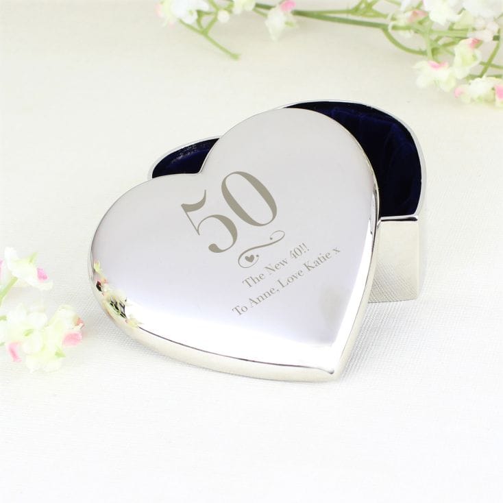 Personalised 50th Birthday Heart Trinket Box