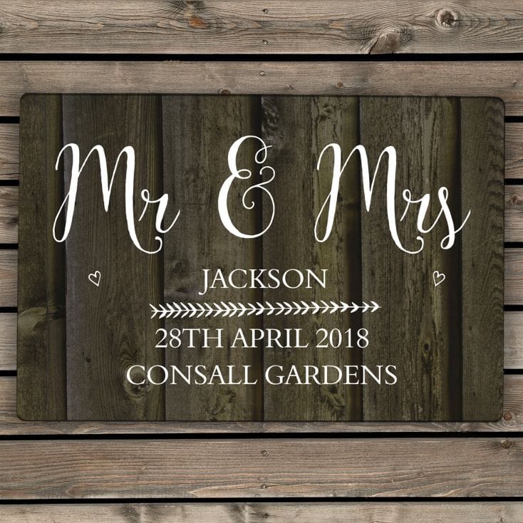 Personalised Metal Sign With Wood Effect