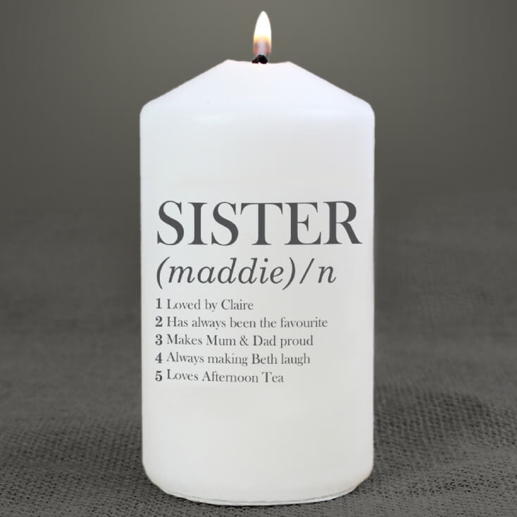 Personalised Sister Definition Candle