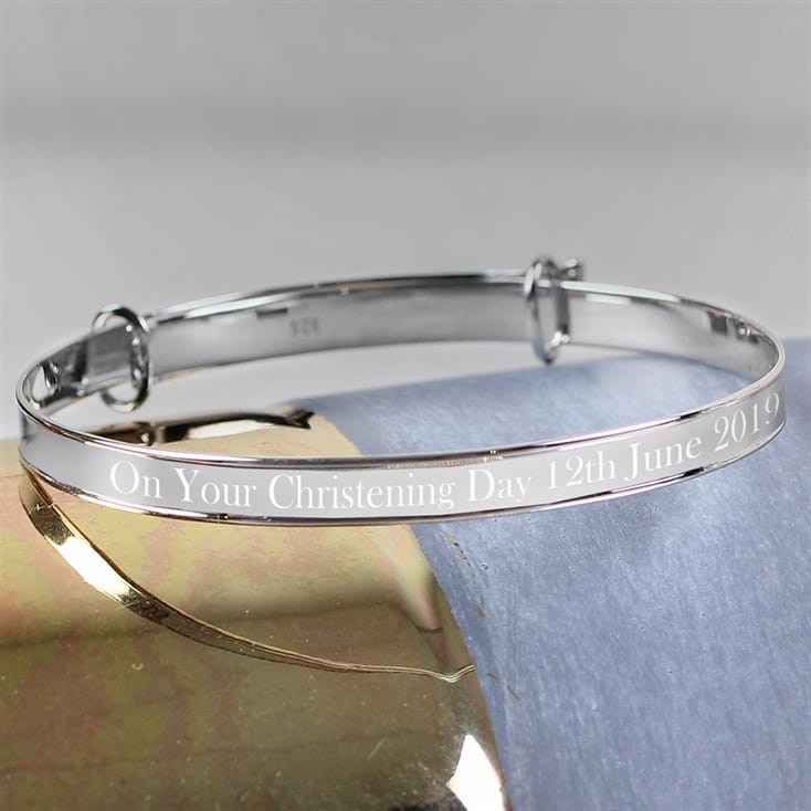Personalised Child's Silver Expanding Bracelet with Diamante Star