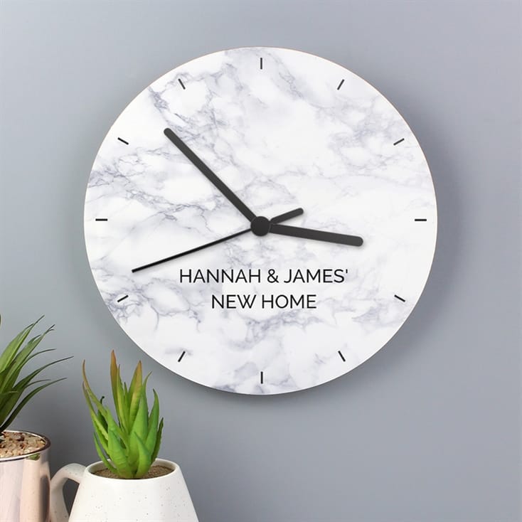 Personalised Marble Effect Wooden Clock Find Me A Gift