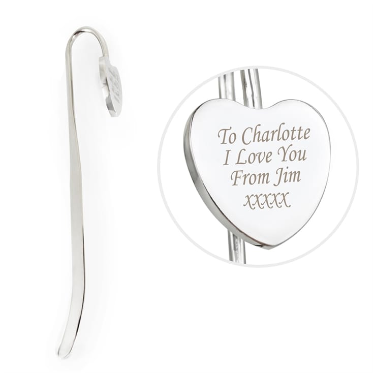 Personalised Silver Heart Bookmark