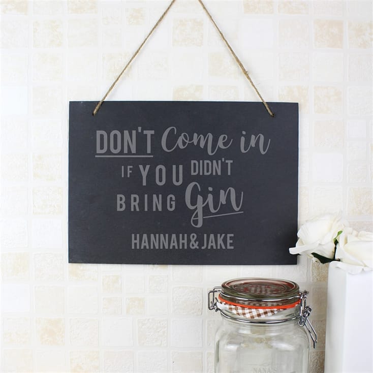 Personalised Gin or Prosecco Hanging Slate Sign