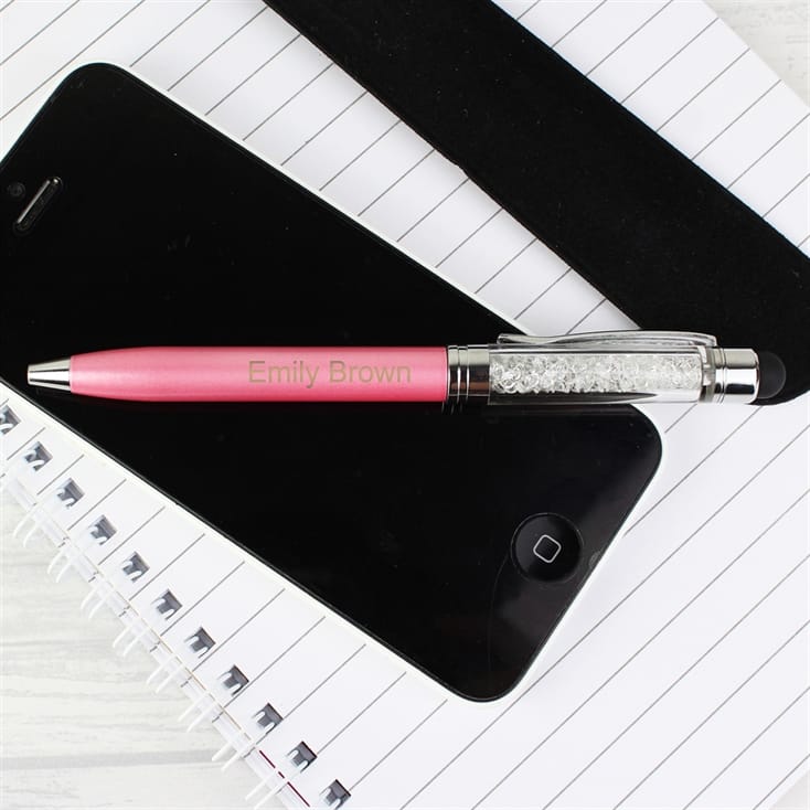 Personalised Diamante Elements Pink Pen