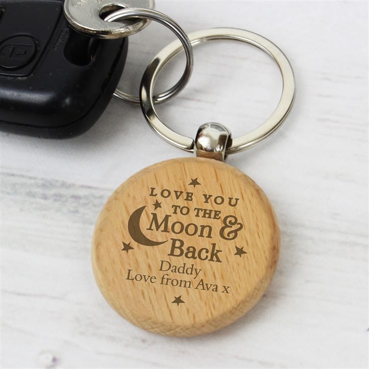 Personalised Moon Back Wooden Keyring Find Me A Gift