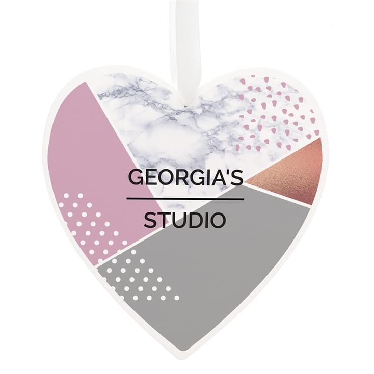 Personalised Geometric Large Wooden Heart Decoration