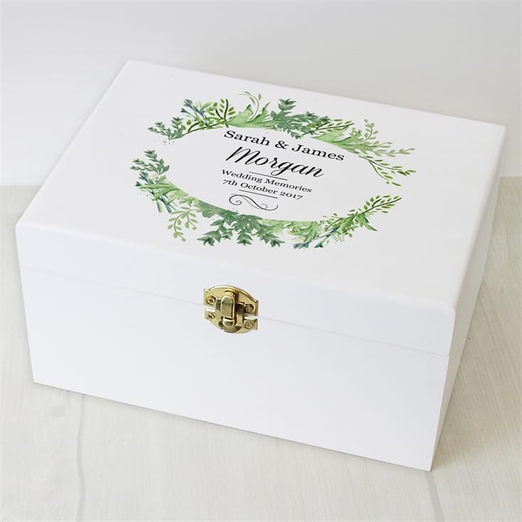 Personalised Botanical White Keepsake Box